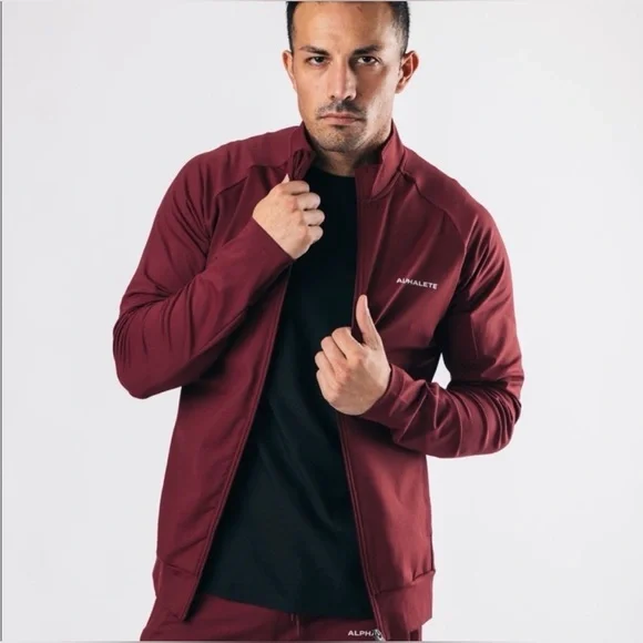 Alphalete Full Zip Track Jacket Sweatshirt Burgundy Red Men’s Size XL - Picture 7 of 8